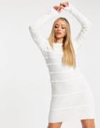 NA-KD knitted bodycon mini dress in white