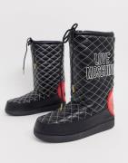 Love Moschino contrast stitch logo snow boot-Black