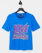 Love Moschino lightening logo t-shirt in blue