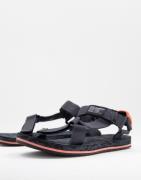 Levi's tahoe sandal in black with orange back detail