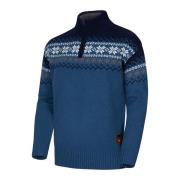 Men's Snøkrystall Half Zip Ullgenser Blue/White/Navy