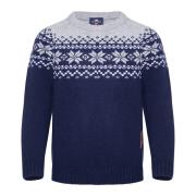 Gridarmor Kids' Snøkrystall Round Neck Ullgenser Dark Navy/Light Grey/...