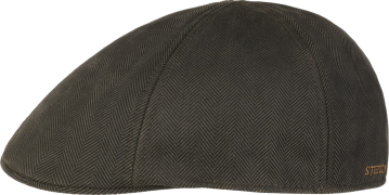 Stetson Men's Herringbone Duck Flat Cap Mud-Black