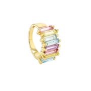 Suzanne Kalan Rainbow Baguette Ring 14 kt. Gull PR544-YGRBW