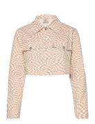 Short Jacket - Swirl Check Print Dongerijakke Denimjakke Beige Barbara...