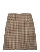 Short Skirt In Houndstooth Kort Skjørt Beige Coster Copenhagen