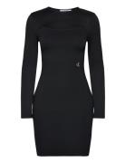 Cut Out Rib Mix Milano Dress Kort Kjole Black Calvin Klein Jeans