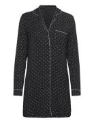 Shirtdress Ls Jersey Dots Nattkjole Black Hunkemöller