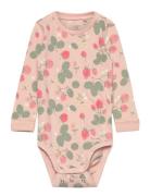 Body Aop Strawberries Bodies Long-sleeved Pink Lindex