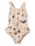 Amara Printed Swimsuit Badedrakt Badetøy Cream Liewood