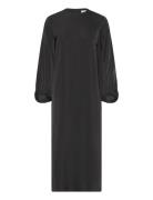 Vendela Satin Dress Knelang Kjole Black Marville Road