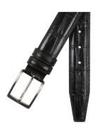 Croco Leather Belt Accessories Belts Classic Belts Black Portia 1924