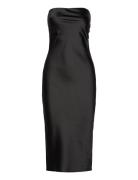 Satin Tube Midi Dress Knelang Kjole Black Gina Tricot