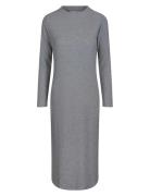 Daniela Rib Dress Knelang Kjole Grey Once Untold