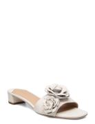 Fay Floral-Trim Nappa Leather Sandal Sandal Med Hæl White Lauren Ralph...