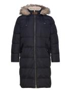 Faux-Fur-Trim Hooded Down Coat Fôret Kåpe Navy Lauren Women