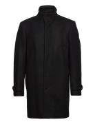 Recycled Wool Funnel Neck Coat Ullfrakk Frakk Black Lindbergh