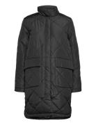 Slfnaddy Quilted Coat Vattert Jakke Black Selected Femme