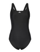 Adidas Mid 3 Stripes Swimsuit Badedrakt Badetøy Black Adidas Performan...