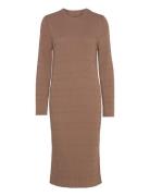 Textured Knit Dress Knelang Kjole Brown GANT