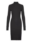 Slim Rib Dress Mock L\S Wmn Knelang Kjole Black G-Star RAW