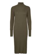 Srfelina Rollneck Dress Knit Knelang Kjole Green Soft Rebels