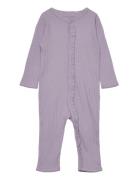 Romper Ls Pointelle Langermet Bodysuit Purple Fixoni