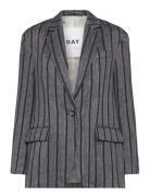 Allen - Cotton Blend Stripe Blazers Single Breasted Blazers Grey Day B...