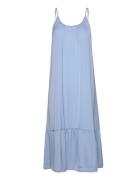 Recycle Polyester Strap Dress Knelang Kjole Blue Rosemunde