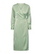 Yaspella Ls Wrap Midi Dress S. Noos Knelang Kjole Green YAS