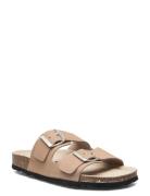 Biaolivia Sandal Suede Flate Sandaler Beige Bianco