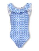 Kmgmaja Frill Swimsuit Acc Badedrakt Badetøy Blue Kids Only