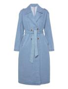 Vici Doublebreasted L/S Denim Trenchcoat Trench Coat Kåpe Blue Vila