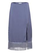 Vil Hw Midi Fringle Skirt/Dc/Ka Knelangt Skjørt Blue Vila