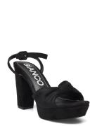 Biacarly Plateau Knot Sandal Micro Suede Sandal Med Hæl Black Bianco