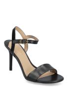 Gwen Burnished Leather Sandal Sandal Med Hæl Black Lauren Ralph Lauren