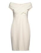 Crepe Off-The-Shoulder Cocktail Dress Kort Kjole Cream Lauren Ralph La...