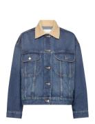 Contrast Denim Jacket Dongerijakke Denimjakke Blue Mango