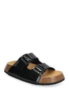 Sl Noelle 24 Pu Leather Flate Sandaler Black Scholl