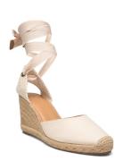 Lace-Up Espadrilles Sandal Med Hæl Espadrilles Cream Mango