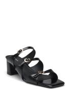 Hanna Buckle Mule Sandal Med Hæl Black Shoe The Bear