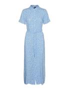 Vmeasy Joy S/S Long Shirt Dress Wvn Ga Maxikjole Festkjole Blue Vero M...