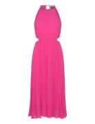 Pleated Cutout Drs Knelang Kjole Pink Michael Kors