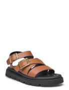 Rebecca Buckle Flate Sandaler Brown Shoe The Bear