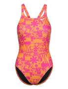 Nike Fast Back Piece Hydrastrong Multi Print Badedrakt Badetøy Multi/p...