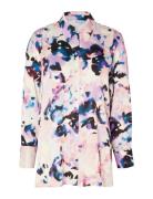 Slfthea Ls Aop Satin Shirt B Tops Shirts Long-sleeved Pink Selected Fe...