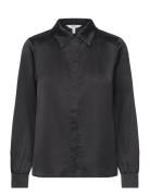 Objsateen L/S Shirt Tops Shirts Long-sleeved Black Object