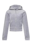 Tonal Embro Velour Zip Thru Hoodie Tops Sweat-shirts & Hoodies Hoodies...