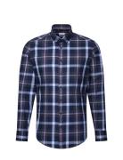 Cityhemden 1/1 Arm Tops Shirts Casual Navy Seidensticker