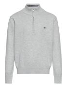 Shield Cotton Half Zip Tops Knitwear Pullovers Grey GANT